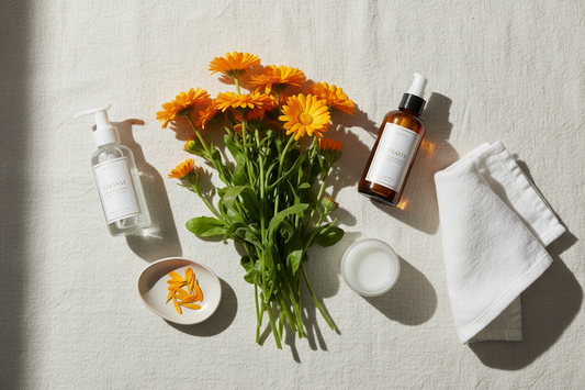 Routine visage minimaliste pour peau sensible avec soins doux et naturels