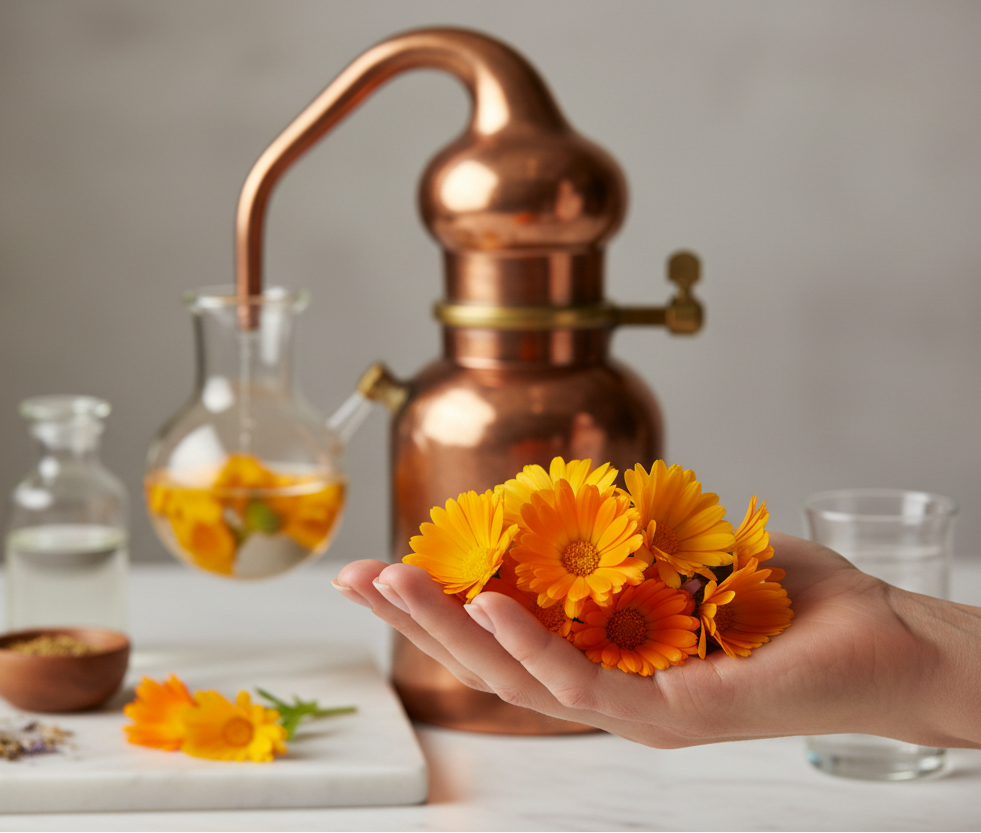 medessencecosmétique marque 100% français soin visage naturel et vegan calendula peau sensible et réactive sans parfum ni huile essentielle non testé sur les animaux 