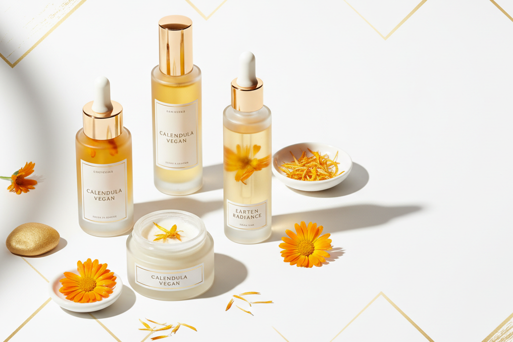 soins visage naturel et vegan, minimaliste, sans parfum nui huile essentielle sans perturbateur controversé,100% français,çais au calendula peau sensible réactive sujette au rougeur