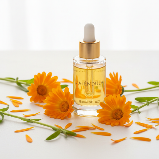 Sérum visage au calendula peaux sensible et réactive medessencecosmétique sans parfum ni huile essentielle 100% français vegan naturel haute tolérance